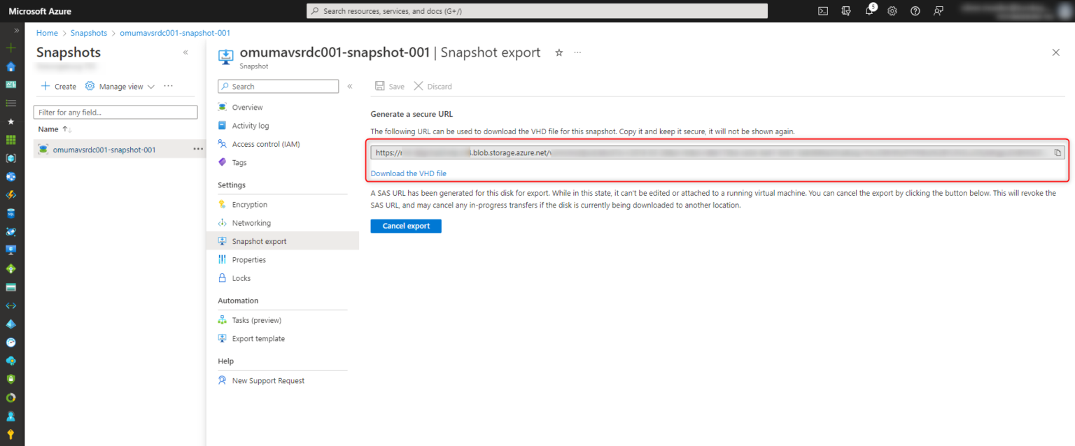 Create an Azure snapshot of a virtual hard disk - cloudcoffee.ch